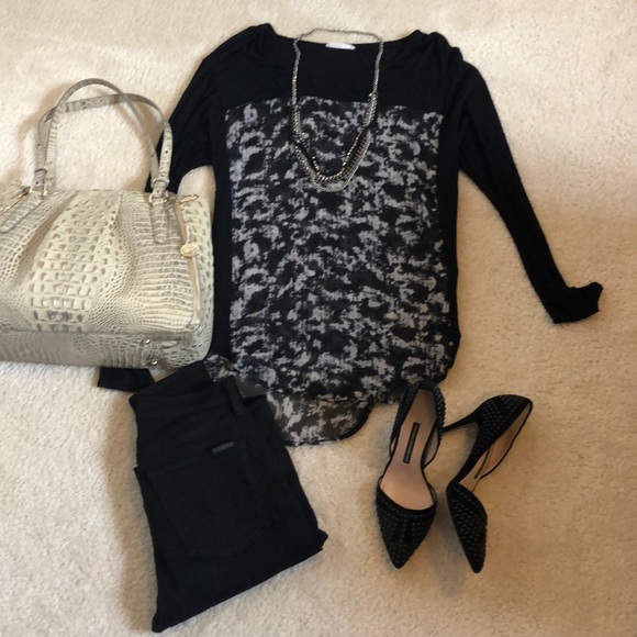 Lush mixed media long sleeved blouse - Picture 2 of 5